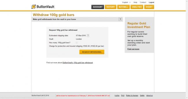 Från BullionVault kan du plocka ut ditt guld fysiskt
